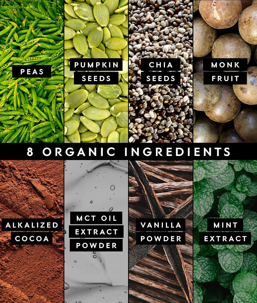 Truvani Vegan Pea Protein Powder | Mint Chocolate | 20g Organic Plant Based Protein | 1 Serving | Keto | Gluten & Dairy Free | Low Carb | No Added Sugar