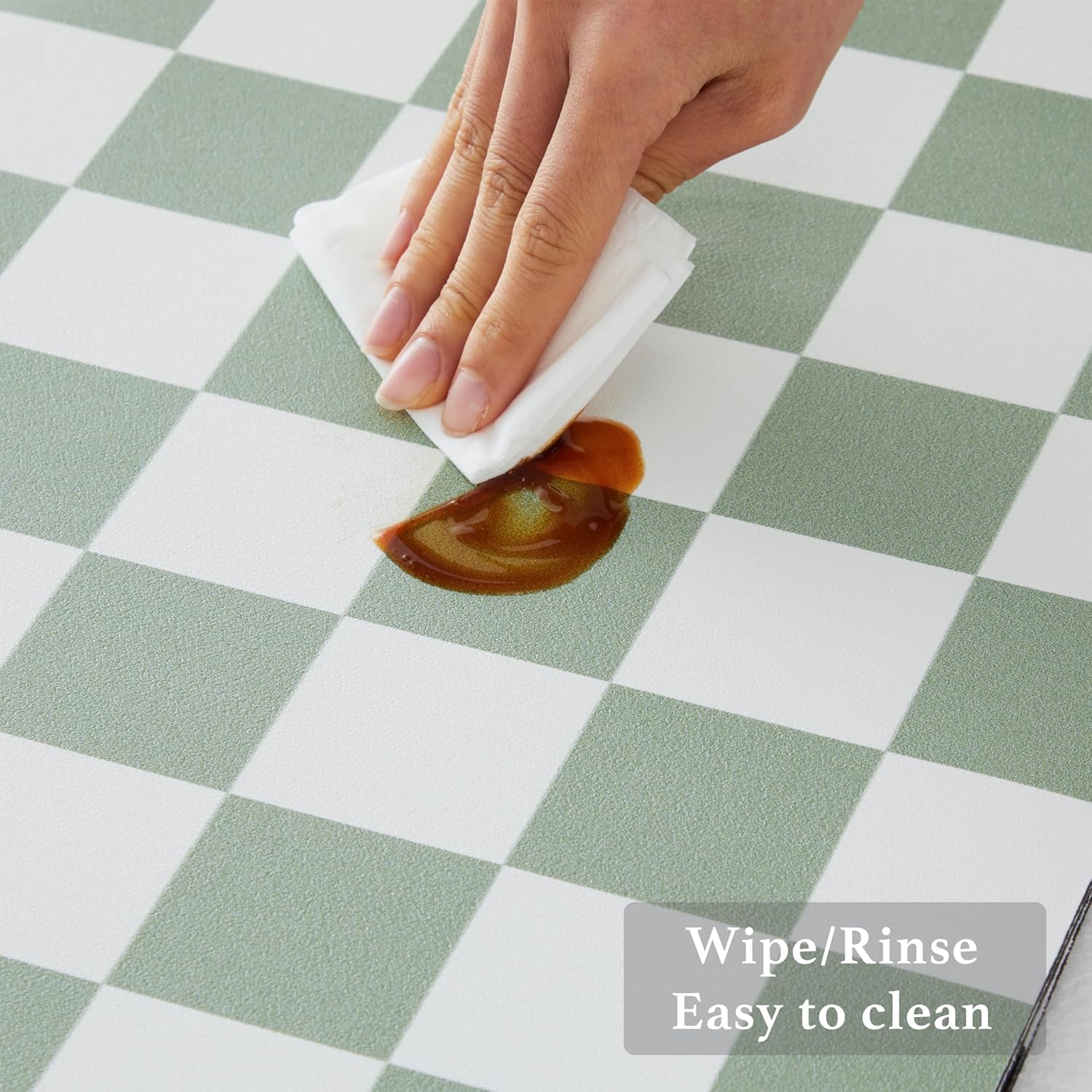 Checkered Dish Drying Mat for Kitchen Counter, Coffee Bar Station Accessories, Retro Cute Aesthetic Modern Absorbent Drainer Mat Kitchen Drying Mat Easy Clean, Sage 12" x 19"