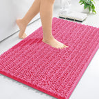 Arotive Luxury Chenille Bathroom Rug Mat, Extra Soft Thick Absorbent Shaggy Bath Rugs, Non-Slip Machine Wash Dry, Plush Bath Mats for Bathroom, Shower and Tub, 30x17, Deep Pink