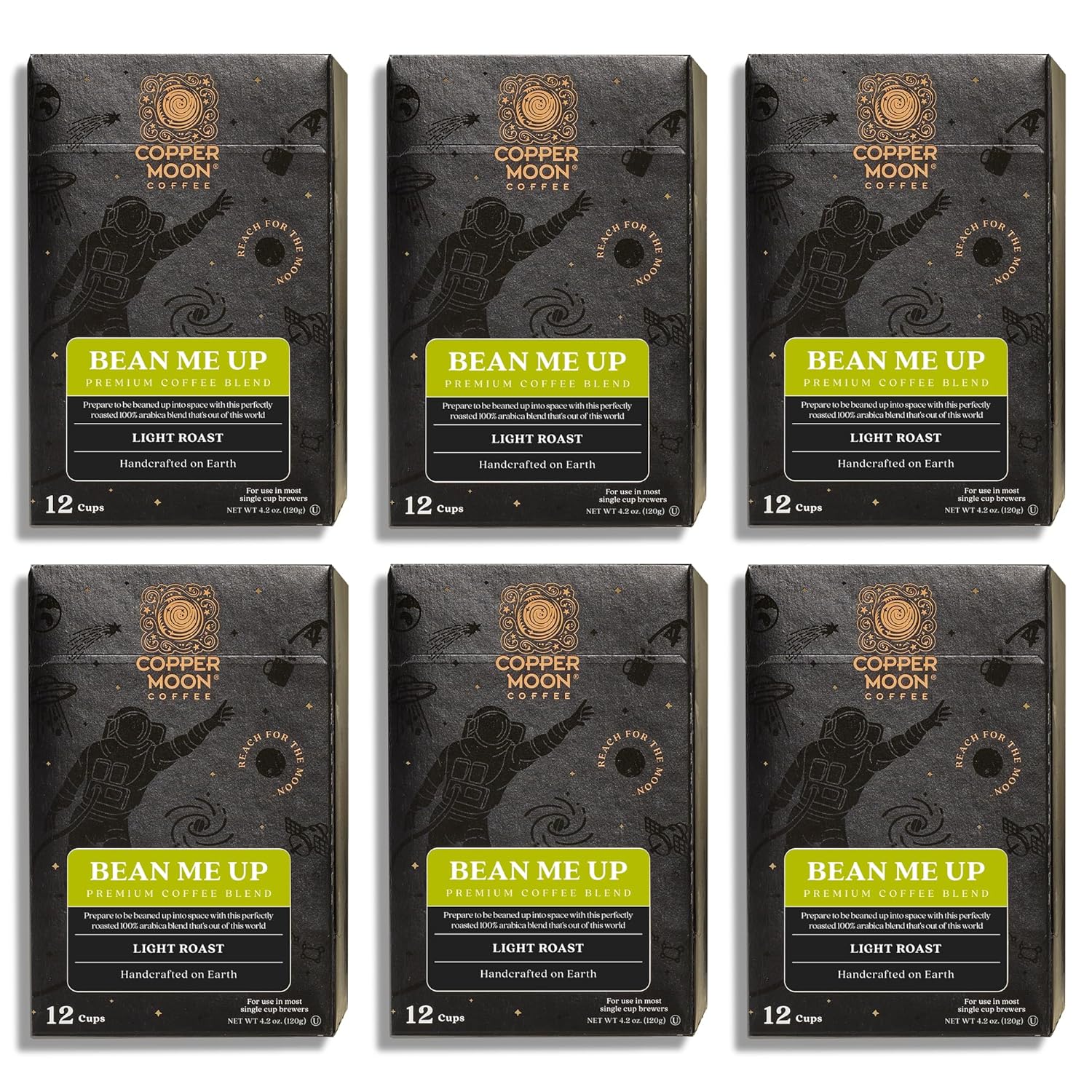 Copper Moon Single Serve Coffee Pods for Keurig K-Cup Brewers, Light Roast, Bean Me Up Blend, 72 Count