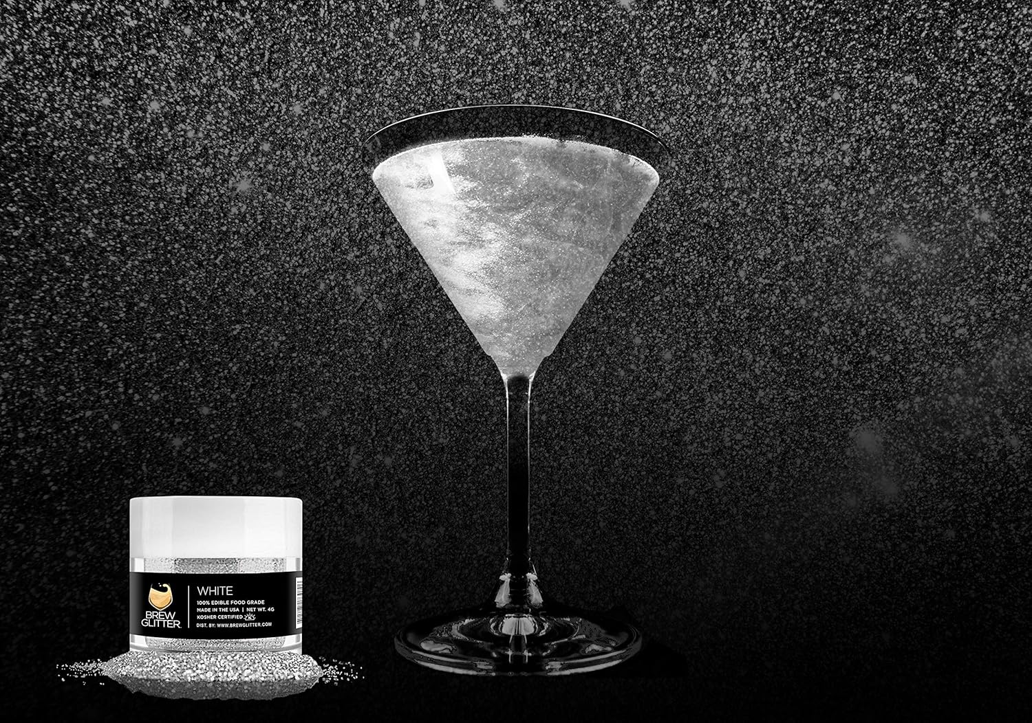White BREW GLITTER Edible Glitter For Drinks, Cocktails, Beer, Garnish Glitter & Beverages | KOSHER & HALAL Certified | 100% Edible & Food Grade | Vegan, Gluten, Nut Free (25g, White)