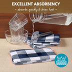 Native Fab 12-Pack Kitchen Towel with Hanging Loop 16x26 inches, Cotton Buffalo Check Kitchen Towels for Cleaning Drying, Washcloths Soft & Absorbent Cloth Rags, Bar Towel, Dish Cloth, Navy