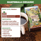 Low Acid Organic Coffee – Whole Bean, Mold-Free & Stomach Friendly by Java Planet, Guatemalan Single Origin Coffee, Medium Roast, Smooth Full Flavored, 2x1LB Bag