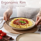 Herogo Ceramic 10.43 Inch Dinner Plates Set of 6, Stoneware Dinnerware Plate Set, Double Reactive Glaze Large Dinnerware Plates for Kitchen, Microwave, Oven & Dishwasher Safe, Cream Khaki