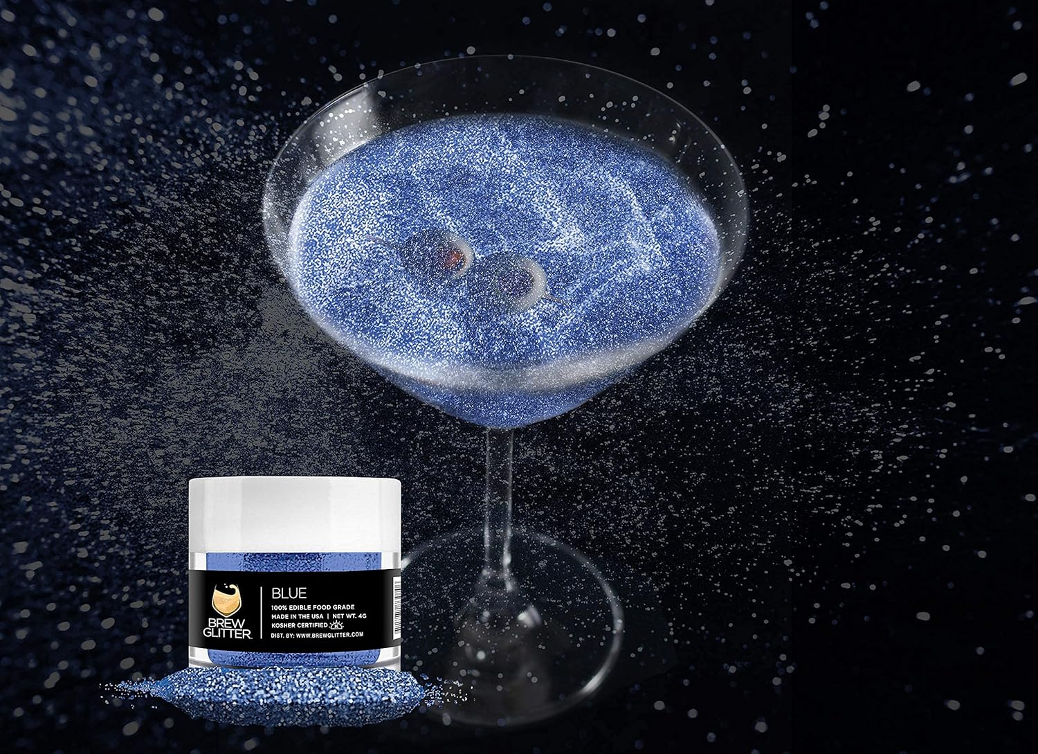 Blue Brew Glitter Edible Glitter for Drinks, Cocktails, Beer, Garnish Glitter & Beverages | Kosher & Halal Certified | 100% Edible & Food Grade | Vegan, Gluten, Nut Free (25g, Blue)