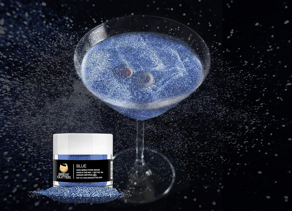 Blue BREW GLITTER Edible Glitter For Drinks, Cocktails, Beer, Garnish Glitter & Beverages | KOSHER & HALAL Certified | 100% Edible & Food Grade | Vegan, Gluten, Nut Free (50g, Blue)