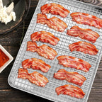 Cooling Rack Set of 2, E-far Stainless Steel Baking Rack for Oven Roasting Cooking Bacon Cooling Cookie Cake, 15.3” x 11.2” Metal Bakeable Mesh Grilling Wire Racks, Non-toxic & Dishwasher Safe