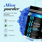 BeePoint Blue Edible Luster Dust 15g - Food Grade, Vibrant Color Shimmer Powdered Dust for Drinks, Cocktails, Cake Decorating, Baking, Chocolates, Candy, Sweets, & Cookies - Vegan & Gluten Free