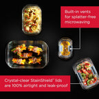 Rubbermaid Brilliance Glass Food Storage Containers, Assorted Sizes, Set of 9, BPA-Free, Leak-Proof, Clear