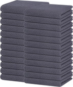 Homaxy 100% Cotton Waffle Weave Kitchen Dish Towels, Ultra Soft Absorbent Quick Drying Cleaning Towel, 13 x 28 Inches, 24-Pack, Dark Grey
