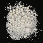 Kasvan White Pearl Sugar Sprinkles - Edible Candy Pearls 130g/4.58 Oz, Mix Size, Baking Cake Decorations, Ice Cream Toppings and Cookie Decorating, Wedding Party Chirstmas Supplies