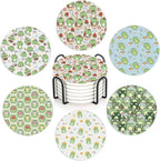 6 Pcs Coasters for Drinks with Holder, Cute Frog Absorbent Ceramic Coasters with Cork Base,Cute Funny Table Drinks Coasters Tabletop Protection Mat,Table Home Decor,4 Inches
