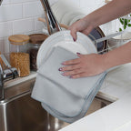 POLYTE Premium Microfiber Kitchen Dish Hand Towel Waffle Weave 12 Pack (16x28 in, Gray)