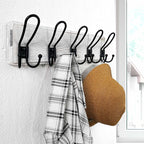 Dseap Coat Rack Wall Mounted - Heavy Duty Farmhouse Rustic Wall Coat Hanger with 5 Wire Hooks for Clothes Hat Jacket Towel, RusticWire, J1-5A, Whitewash & Black