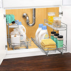 LYNK PROFESSIONAL® Pull Out Under Sink Kitchen Cabinet Organizer - 11.5 in. x 21 inch deep Drawer - Sliding Shelf Organizer for Cabinets and Undersink Storage Shelves - Lifetime Ltd. Warranty – Chrome