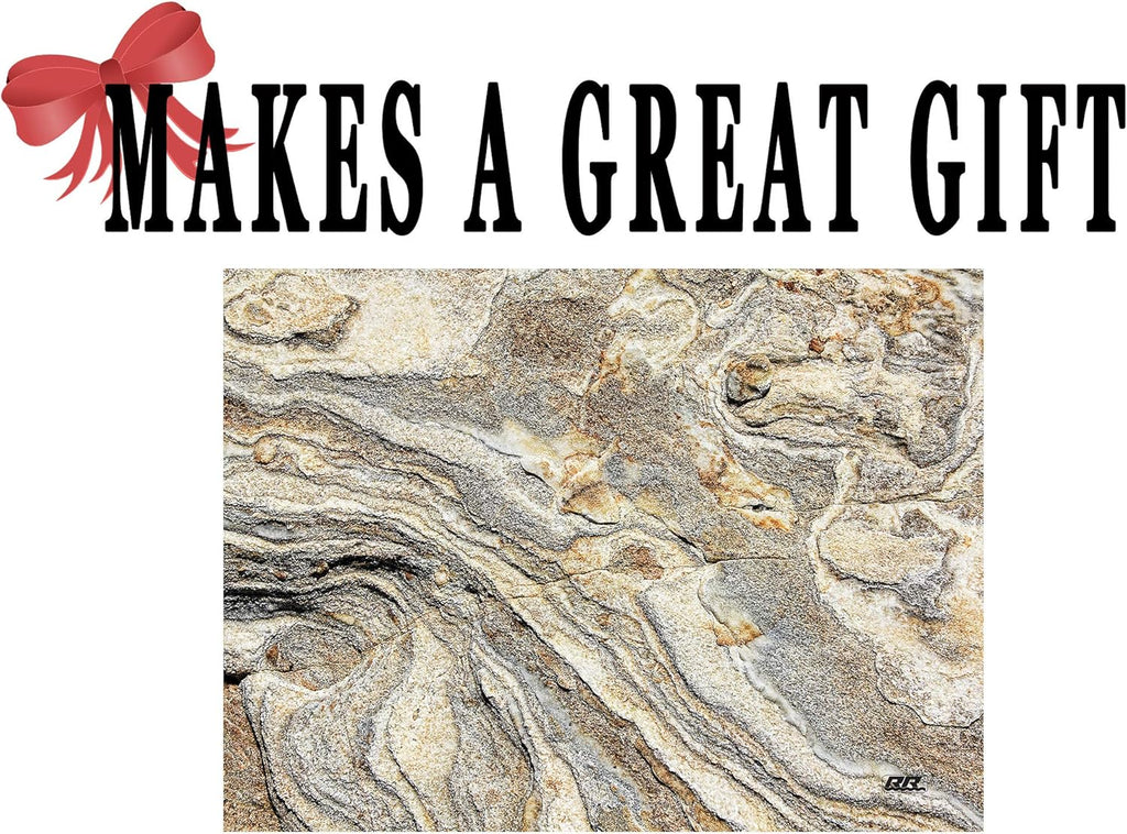 Rogue River Tactical Light Granite Stone Marble Gray Brown White Pattern Textured Marble Art Kitchen Glass Cutting Board Modern Decorative Gift Abstract Wavy Contrast Design