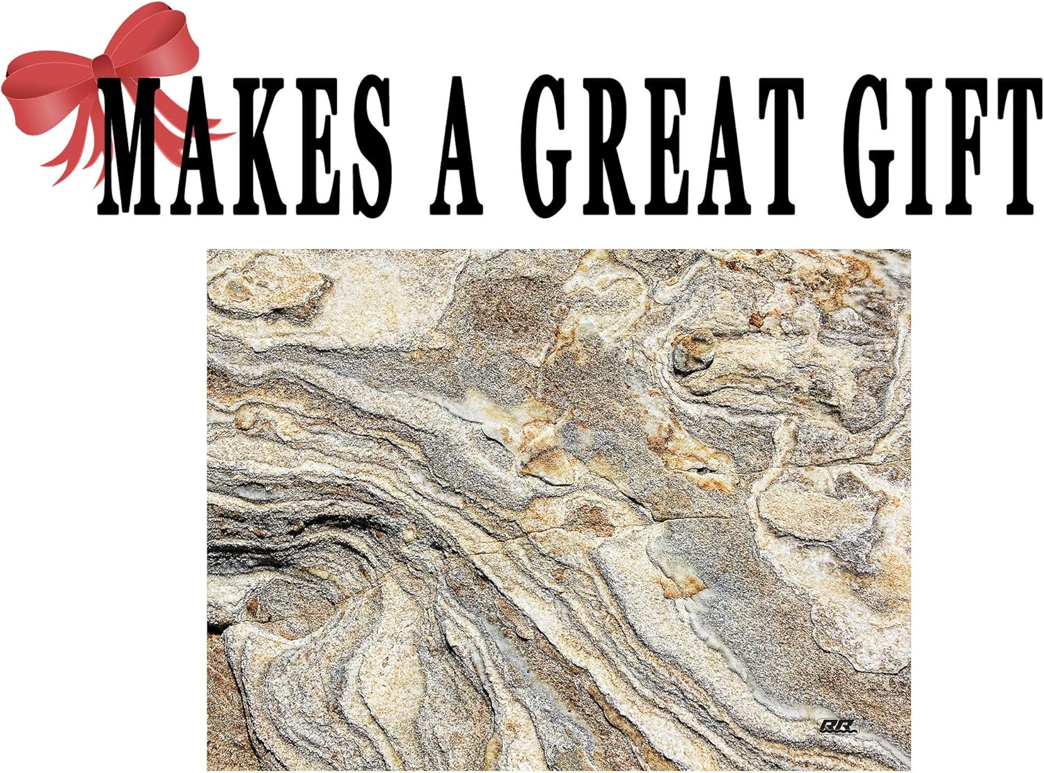 Rogue River Tactical Light Granite Stone Marble Gray Brown White Pattern Textured Marble Art Kitchen Glass Cutting Board Modern Decorative Gift Abstract Wavy Contrast Design