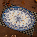 Bico Blue Talavera Ceramic 16 inch Oval Platter, Microwave & Dishwasher Safe