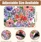 Dish Drying Mat Watercolor Colorful Floral Coffee Bar Mat for Countertop Absorbent Rubber Backed Hide Stain Dish Drainer Rack Pad Coffee Maker Espresso Machine Dining Room Decor 15.7 x 23.6 Inch