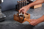 Tamping Station for Portafilters Solid Wood Espresso Accessories 5-Slot Organizer with Anti-Slip Base & Adjustable height (small)