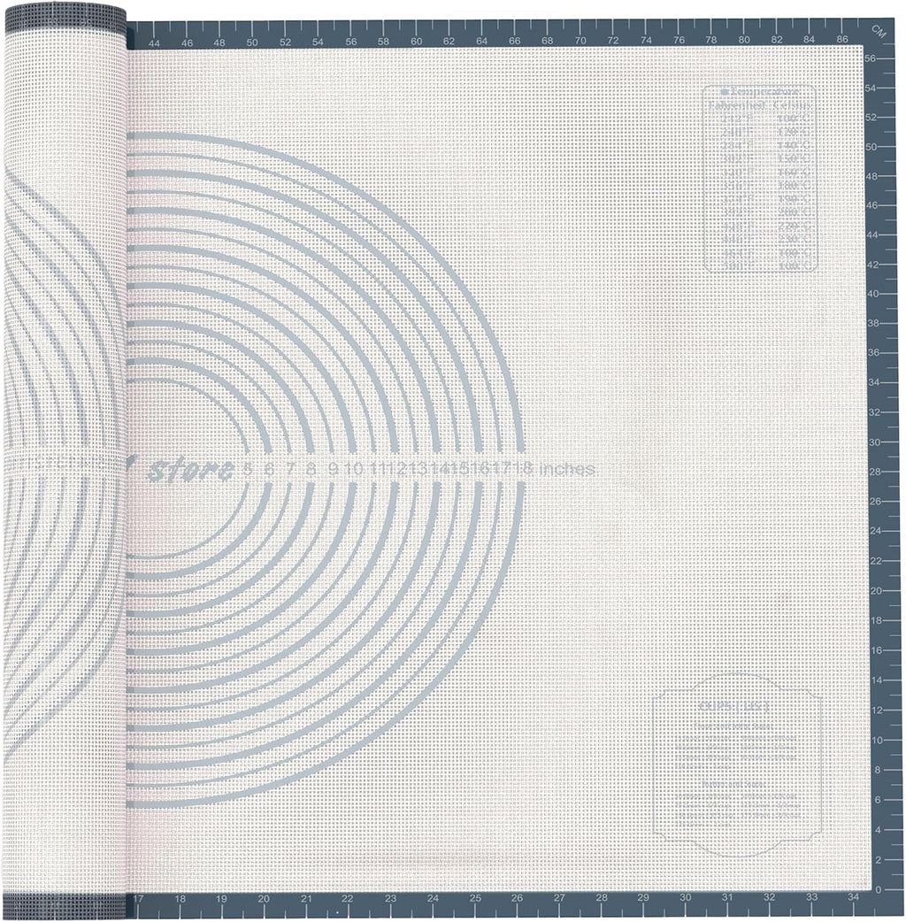 28 * 20 inches Grey, Non-Slip Silicone Baking Sheets - Baking Mat with 0.7mm Thickness - Non-Stick Pastry & Cookie Mat for Kitchen Counter for Rolling Out Dough with Measurements.