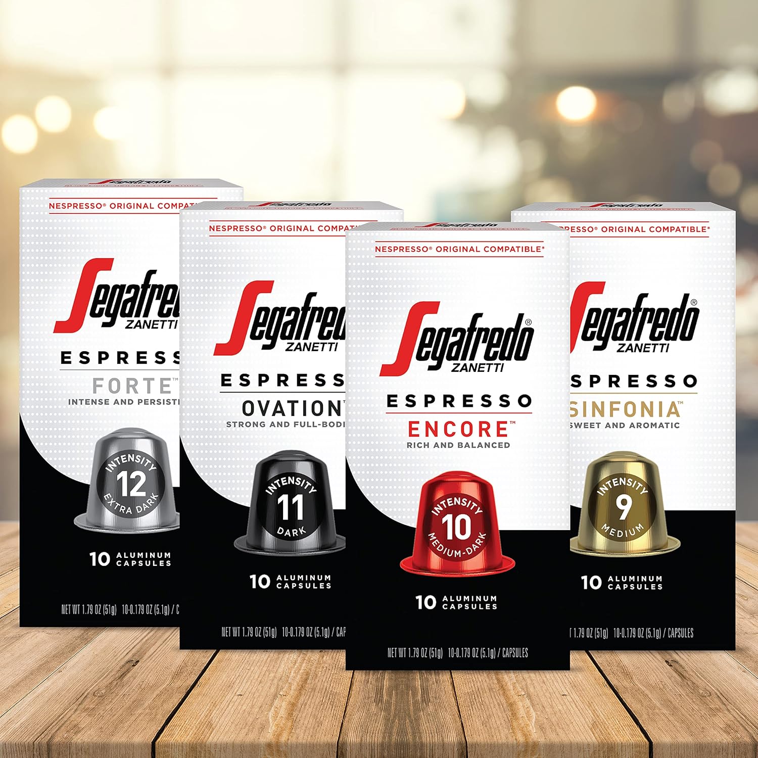 Segafredo Zanetti Espresso Capsules – Aluminum Pods for Nespresso Original Machines – Medium-Dark Roast Premium Espresso with a Rich Aroma – Balanced, Intensity 10 – Encore, 10 Count