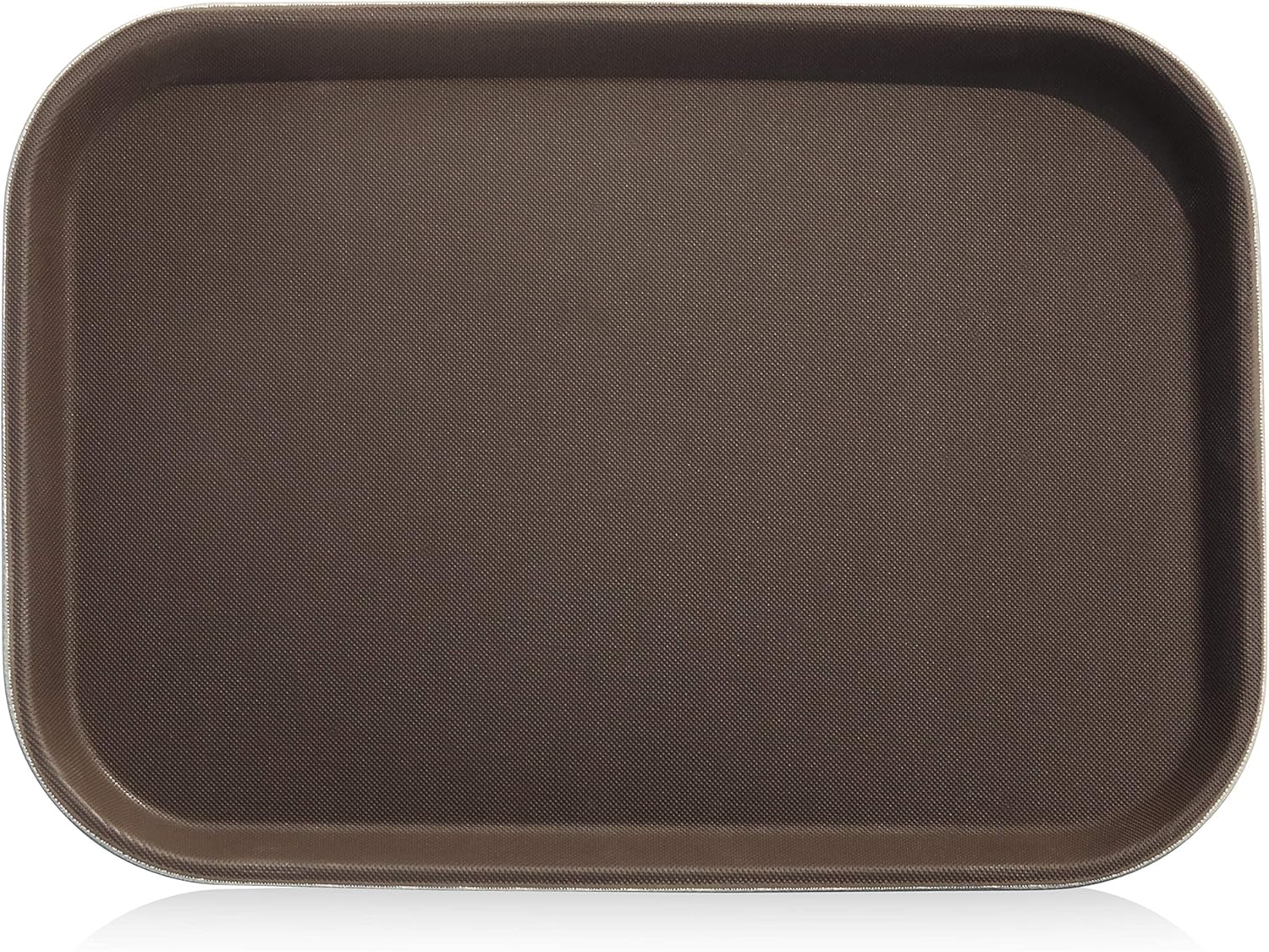 New Star Foodservice Restaurant Grade Non-Slip Tray, Plastic, Rubber Lined, Rectangular (Brown, 10-Inch x 14-Inch)