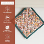 Maison d' Hermine Pot Holders 100% Cotton Heat Resistant Potholders 8" x 8" Hot Pads with Loop BBQ, Cooking, Baking, Grilling, Kitchen, Handling Hot Pans (Pack of 1, Nila)