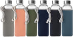 Epica glass bottles with lids – 18oz glass water bottles, reusable juice bottle with lids for storing juices, reusable water bottle durable & ecofriendly set of 6 with Sleeves