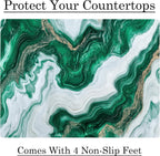 White Green Moss Agate Marble Kitchen Glass Cutting Board Ocean Decorative Gift Marbled Granite Stone Rock Gift For Her Mom Wife (White Green)