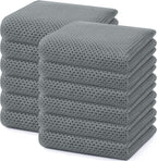 Homaxy 100% Cotton Waffle Weave Kitchen Dish Towels, Ultra Soft Absorbent Quick Drying Cleaning Towel, 13 x 28 Inches, 12-Pack, Grey