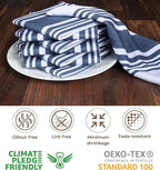 Urban Villa Dish Cloth 100% Cotton Pack of 8, Highly Absorbent Quick Drying Soft Premium Dish Towels for Kitchen with Hanging Loop Hand & Tea Towels - 12x12 Inch, (Indigo Blue & White, Striped)