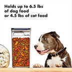 OXO Good Grips Pet Food Container 6.0 Qt | Clear | Airtight Seal | With Half Cup Scoop | Pack of 4