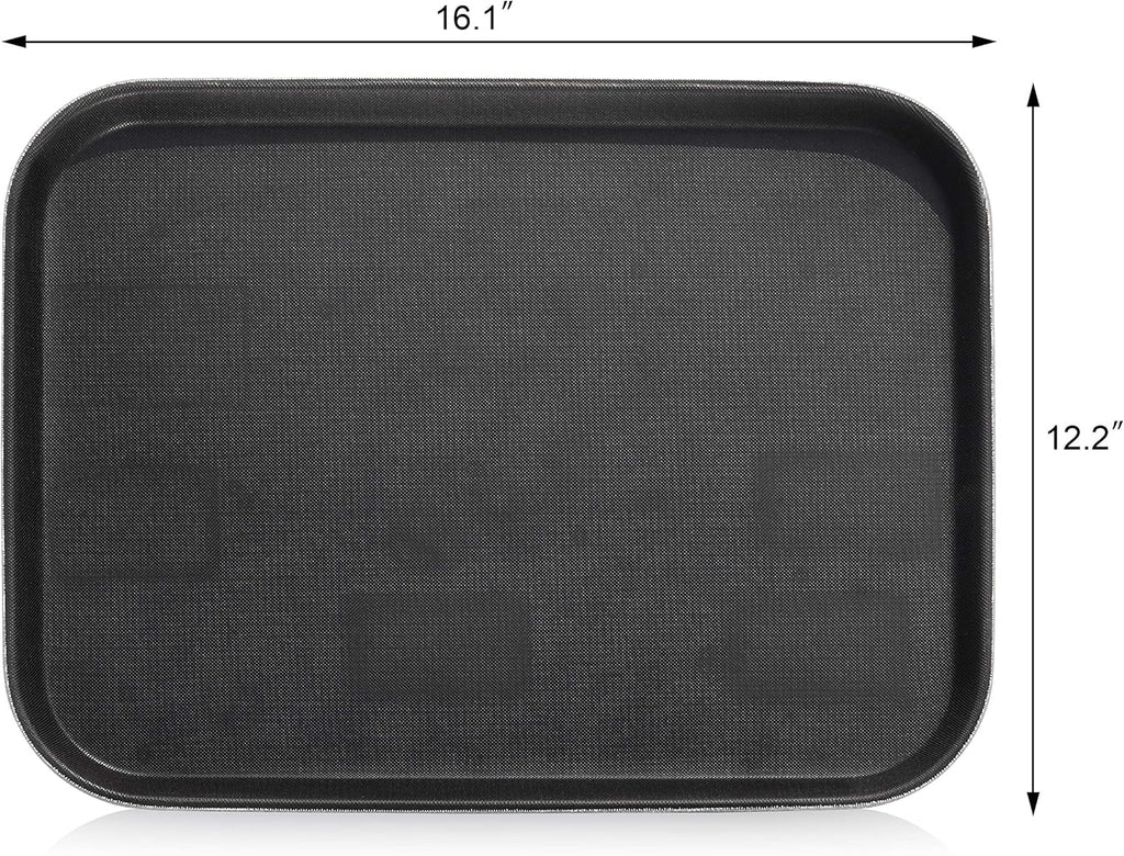 New Star Foodservice 24975 Restaurant Grade Non-Slip Tray, Plastic, Rubber Lined, Rectangular, 12-Inch x 16-Inch, Black