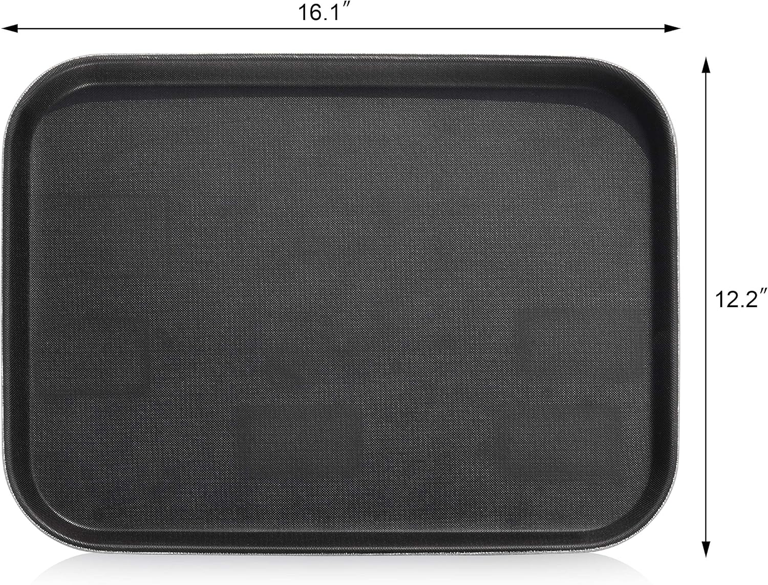 New Star Foodservice 24975 Restaurant Grade Non-Slip Tray, Plastic, Rubber Lined, Rectangular, 12-Inch x 16-Inch, Black