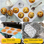 Homikit 1 Pack Muffin Pan, Stainless Steel Cupcake Tin with 6 Cups Regular Size, Thick Metal Egg Bites Bakeware for Oven Baking, Rust Free & Non Toxic, Also Be Snack Tray for Kids, Dishwasher Safe