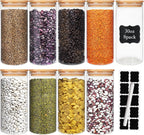 Glass Food Storage Containers Jars with Airtight Bamboo Lid 30 oz 8 pcs, 890 ml Pantry Organization Jar, Glass Terrarium with Lid, Spice, Flour and Sugar Container, Canister Set for Kitchen Counter