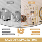 YCIA&DONE Bathroom Organizer Countertop, Makeup Storage, Skincare Cosmetic Tray Shelf, Perfume Holder Rack for Vanity Counter, Large Capacity, Easy to Install, Clean, 3 Tiers, Clear White