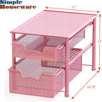 Simple Houseware Stackable 2 Tier Sliding Basket Organizer Drawer, Pink