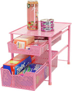 Simple Houseware Stackable 2 Tier Sliding Basket Organizer Drawer, Pink