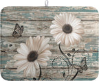 Summer Sunflower Vintage Dish Drying Mats for Kitchen Counter Country Rustic Daisy Farmhouse Kitchen Dishes Dryer Pad Fall Absorbent Dish Mat Microfiber Washable Foldable Reusable Large 18x24 in