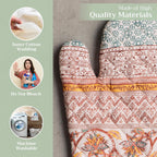 Maison d' Hermine Oven Gloves 100% Cotton Oven Mitt 7" x 13" with Loop Heat Resistant, BBQ, Cooking Gloves, Baking, Grilling, Kitchen, Handling Hot Pans (Pack of 1, Nila)