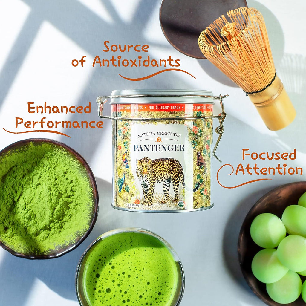 Pantenger Organic Matcha Green Tea Powder | 3 OZ - 70 Servings | Authentic Japanese Matcha Powder | Premium First Harvest | Latte & Smoothie Grade.