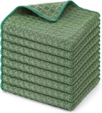 Homaxy Microfiber Waffle Weave Kitchen Dish Cloths, 12 x 12 Inch Ultra Absorbent and Solid Color Dish Towels for Kitchen Fast Drying Dishcloth for Washing Dishes, 8 Pack, Grass Green