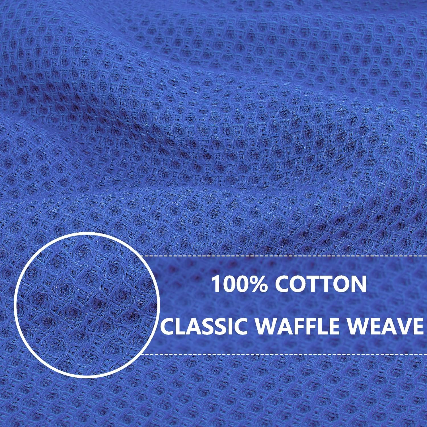Homaxy 100% Cotton Waffle Weave Kitchen Dish Towels, Ultra Soft Absorbent Quick Drying Cleaning Towel, 13 x 28 Inches, 12-Pack, Blueberry