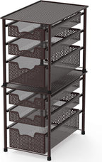 Simple Houseware Stackable 3 Tier Sliding Basket Organizer Drawer, Bronze