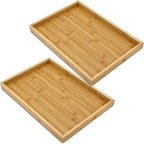 Bam & Boo (2-Pack) Natural Bamboo Rectangle Serving & Vanity Tray - for Kitchen, Bathroom, Countertop, Coffee Table (15.75" x 11" x 1.2")