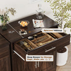 Vongrasig Sideboard Buffet Cabinet with Storage, Modern Kitchen Storage Cabinet with 1 Drawer and 2 Doors, Wood Coffee Bar Buffet Table for Kitchen, Dining Room, Rustic Brown