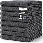 Homaxy Premium Kitchen Towels(18”x 28”, 8 Pack), Large Cotton Kitchen Hand Towels, Flat and Terry Dish Towels, 380 GSM Highly Absorbent Tea Towel Set with Hanging Loop, Black