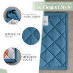 Maison d' Hermine 100% Cotton Oven Mitt & Pot Holder Set (7.5"x13" & 8"x8") Heat Resistant BBQ Cooking Gloves with Loop, Baking, Grilling, Kitchen, Handling Hot Pans (Equinoxe - Grey)